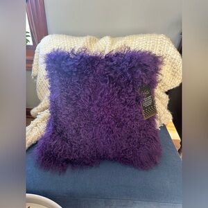 🆕 💜 Lady Sandra Mongolian Lambskin Pillows. Deep Purple. NWT & Bag. (I have 4!)